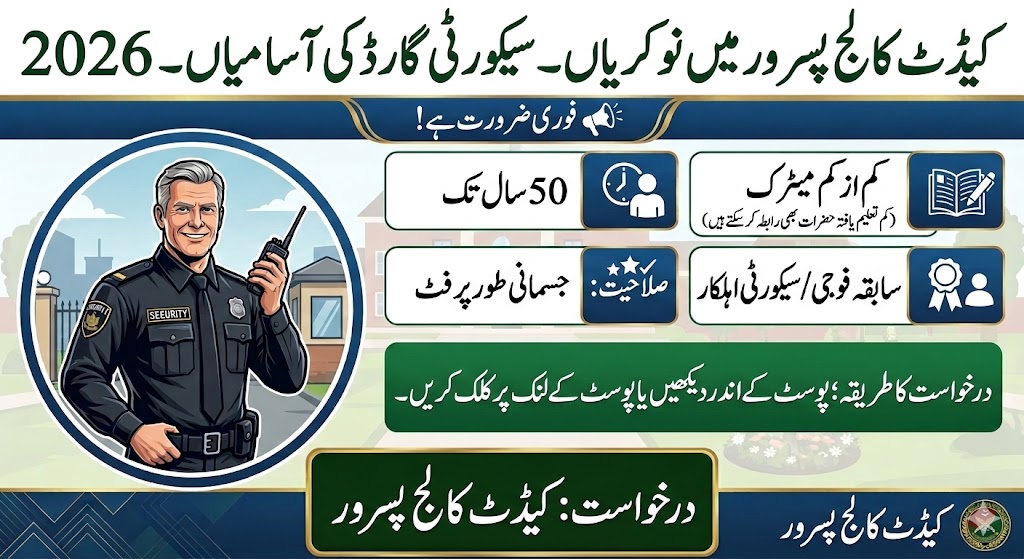 Latest Cadet College Pasrur Jobs 2026