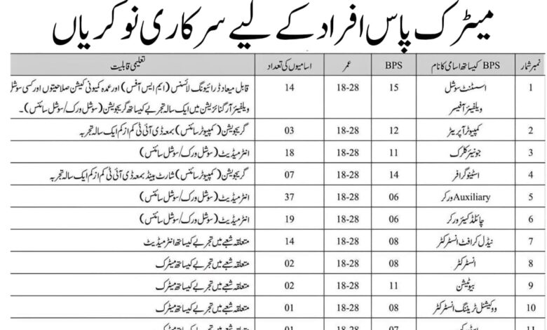 Social Welfare Department Jobs